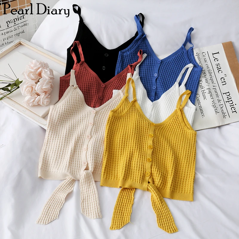 Pearl Diary Women Waffle Knitted Crop Cami Top Front Button With Bow Tied Strappy Top V Neck Going Out Waffle Casual Crop Top
Pearl Diary Women Waffle Knitted Crop Cami Top Front Button With Bow Tied Strappy Top V Neck Going Out Waffle Casual Crop Top