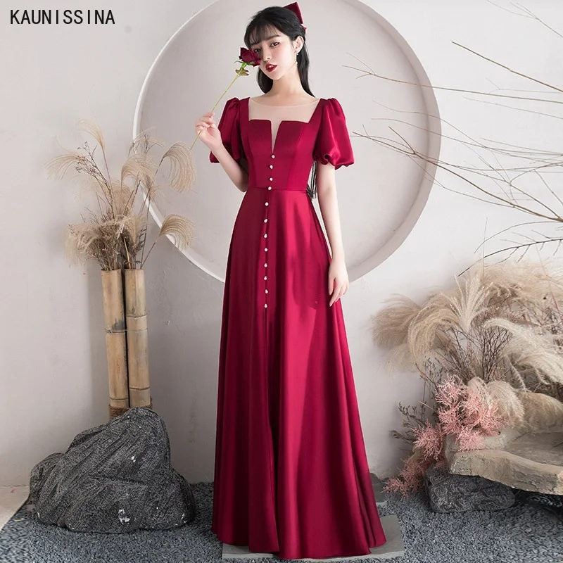 KAUNISSINA Satin Evening Dresses Long Formal Gowns Women Elegant Engagement Party Dress A-Line Pleat Wine Red Vestidos de fiesta
KAUNISSINA Satin Evening Dresses Long Formal Gowns Women Elegant Engagement Party Dress A-Line Pleat Wine Red Vestidos de fiesta