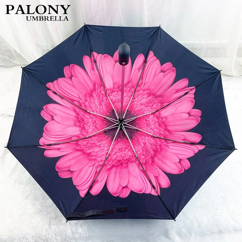 Flower Shape Reverse Automatic Umbrella Three-fold Black Coating UV Windproof Women Sunny And Rainy Umbrella
Flower Shape Reverse Automatic Umbrella Three-fold Black Coating UV Windproof Women Sunny And Rainy Umbrella