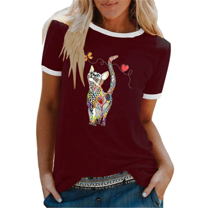 Funny Color Cat Printed T-shirt New Summer Short Sleeve O-Neck Female Pullover Tops Casual All-match Loose Women Cotton T-Shirt
Funny Color Cat Printed T-shirt New Summer Short Sleeve O-Neck Female Pullover Tops Casual All-match Loose Women Cotton T-Shirt