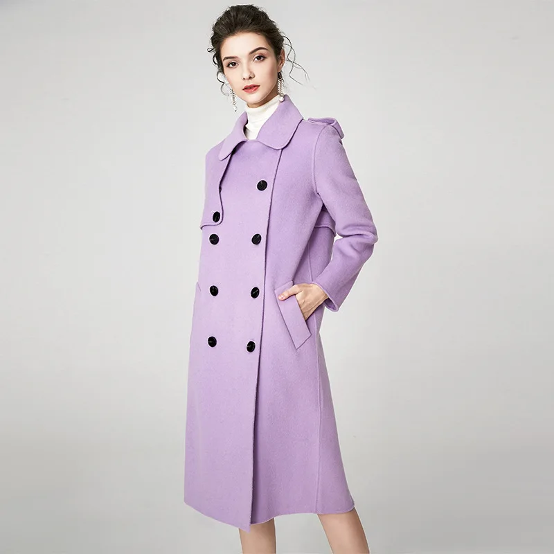 Winter 2019 Korean Fashion High-end Long Plus Size Double-Sided Cashmere Coat Women European Double-Breasted Wool Overcoat 
Winter 2019 Korean Fashion High-end Long Plus Size Double-Sided Cashmere Coat Women European Double-Breasted Wool Overcoat