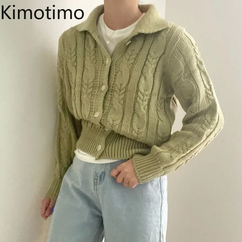 Kimotimo Twist Sweater Cardigan Women Korean Ins Simplicity Turn-down Collar Knit Coat Autumn Age Reduction Long Sleeve Sweaters 
Kimotimo Twist Sweater Cardigan Women Korean Ins Simplicity Turn-down Collar Knit Coat Autumn Age Reduction Long Sleeve Sweaters