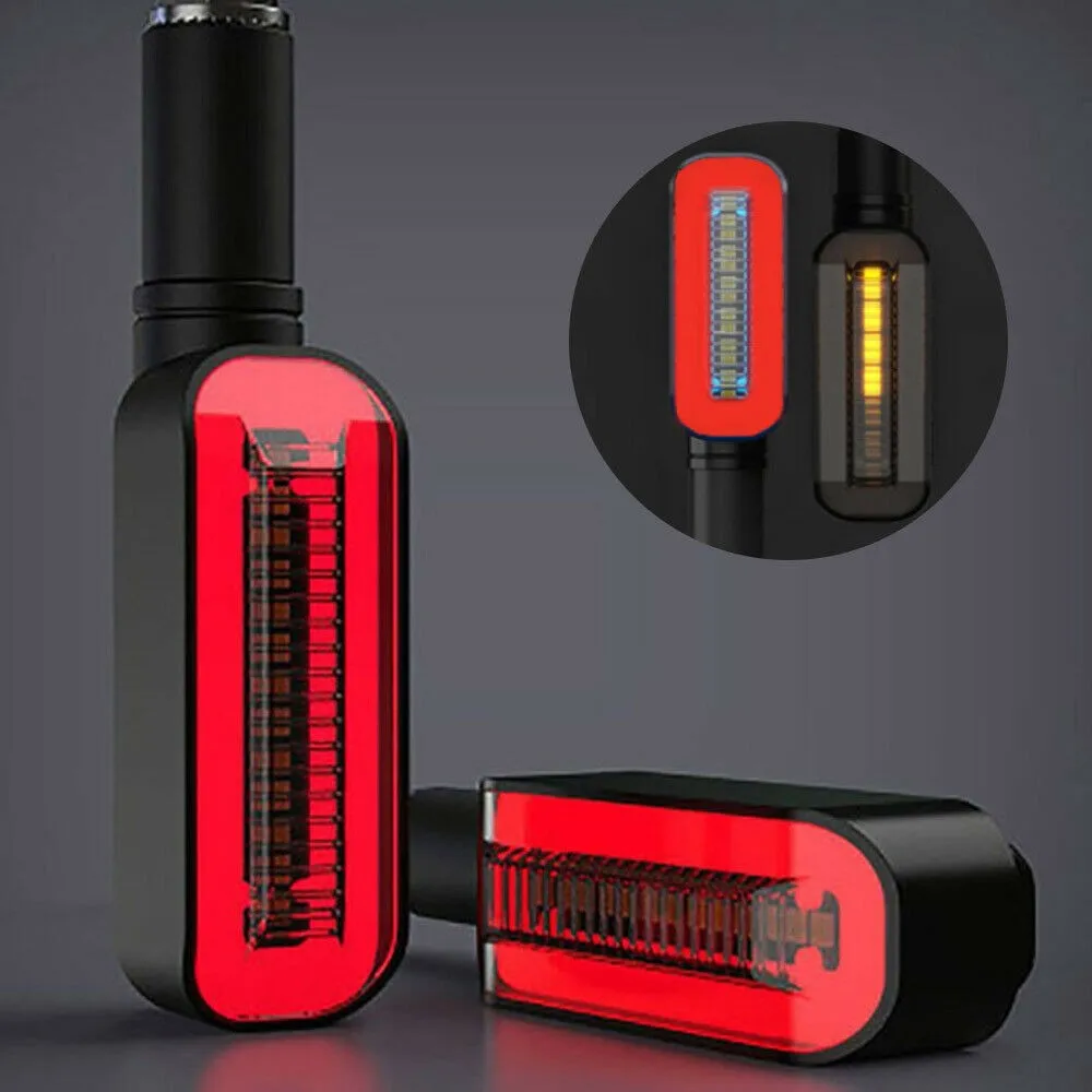 2Pcs Motorcycle Bike LED Amber Turn Signal Indicators Light Sequential Rear Rectangular Double Color LED Water Turn Signal Light
2Pcs Motorcycle Bike LED Amber Turn Signal Indicators Light Sequential Rear Rectangular Double Color LED Water Turn Signal Light
