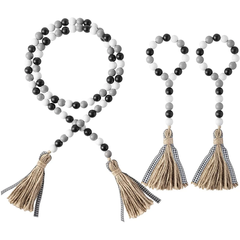 3 Pack Black & White Wood Bead Garland Set with Tassel Rustic Farmhouse Tiered Tray Decorations Wall Hanging Decor
3 Pack Black & White Wood Bead Garland Set with Tassel Rustic Farmhouse Tiered Tray Decorations Wall Hanging Decor