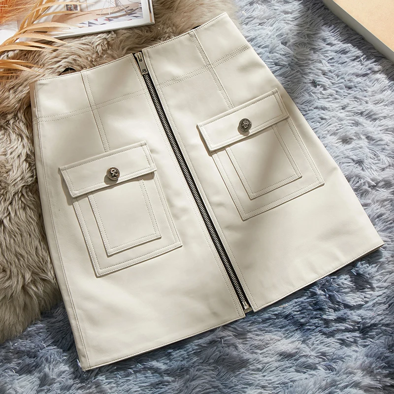 

Fashion High Quality Genuine Sheepskin Leather Skirts Women Summer 2021 Female Mini Skirts Sexy Short Skirt Ropa Mujer Zjt2442