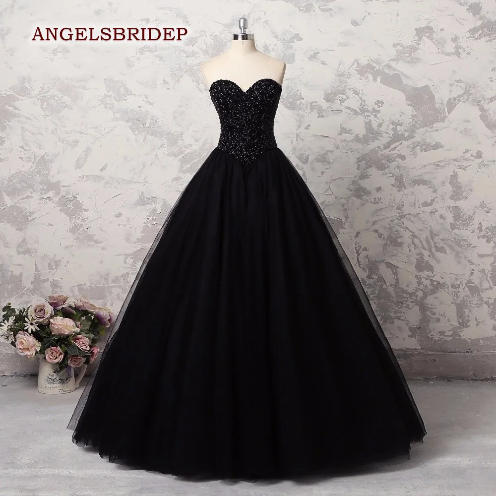 Винтажное милое черное платье Quinceanera 16 официальное Тюлевое до пола маскарадное