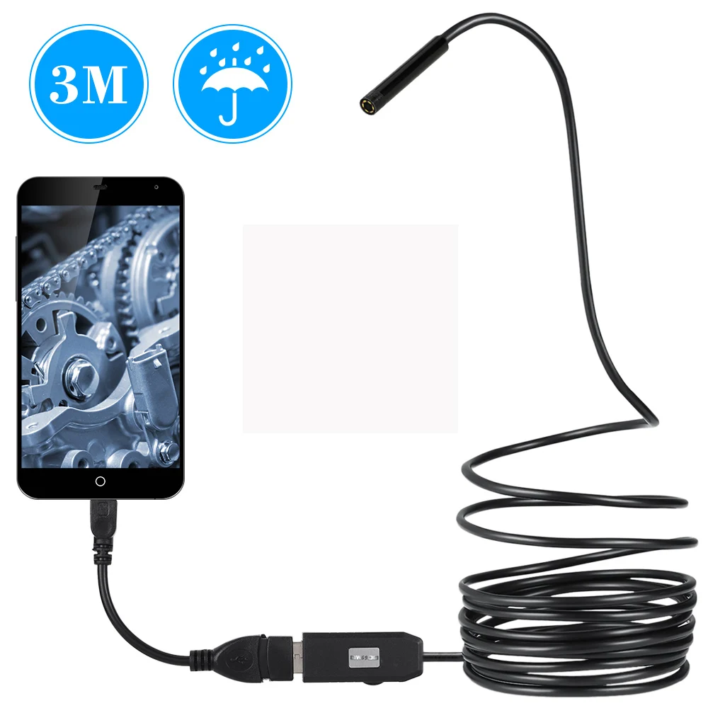 6 LEDs Borescope 5.5MM USB Endoscope 3M Cable Probe Waterproof Inspection Borescope USB Snake Tube Camera OTG Compatible 
6 LEDs Borescope 5.5MM USB Endoscope 3M Cable Probe Waterproof Inspection Borescope USB Snake Tube Camera OTG Compatible