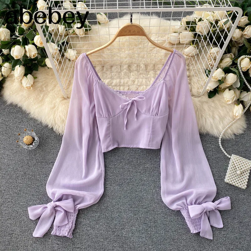 Женская шифоновая блузка с пышными рукавами и V-образным вырезом
Женская шифоновая блузка с пышными рукавами и V-образным вырезом