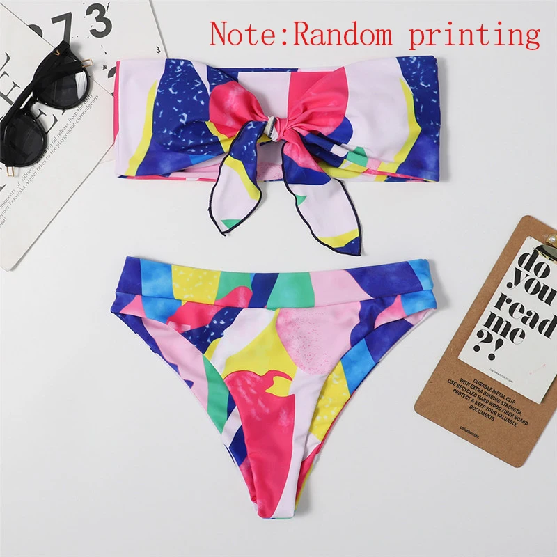 High Waist Bikini Sexy Bandeau Knot Swimsuit Women Colorblock Print Swimwear 2021 Summer New Push Bathing Suit Beachwear Biquini 
High Waist Bikini Sexy Bandeau Knot Swimsuit Women Colorblock Print Swimwear 2021 Summer New Push Bathing Suit Beachwear Biquini