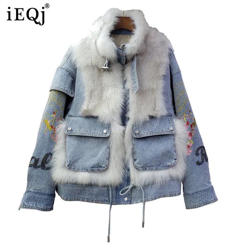 IEQJ 2021 Autumn Winter New Fake Fur Patchwork Denim Jacket Female All-match Long Sleeve Thickened Coat Women's Fashion 3W391
IEQJ 2021 Autumn Winter New Fake Fur Patchwork Denim Jacket Female All-match Long Sleeve Thickened Coat Women's Fashion 3W391