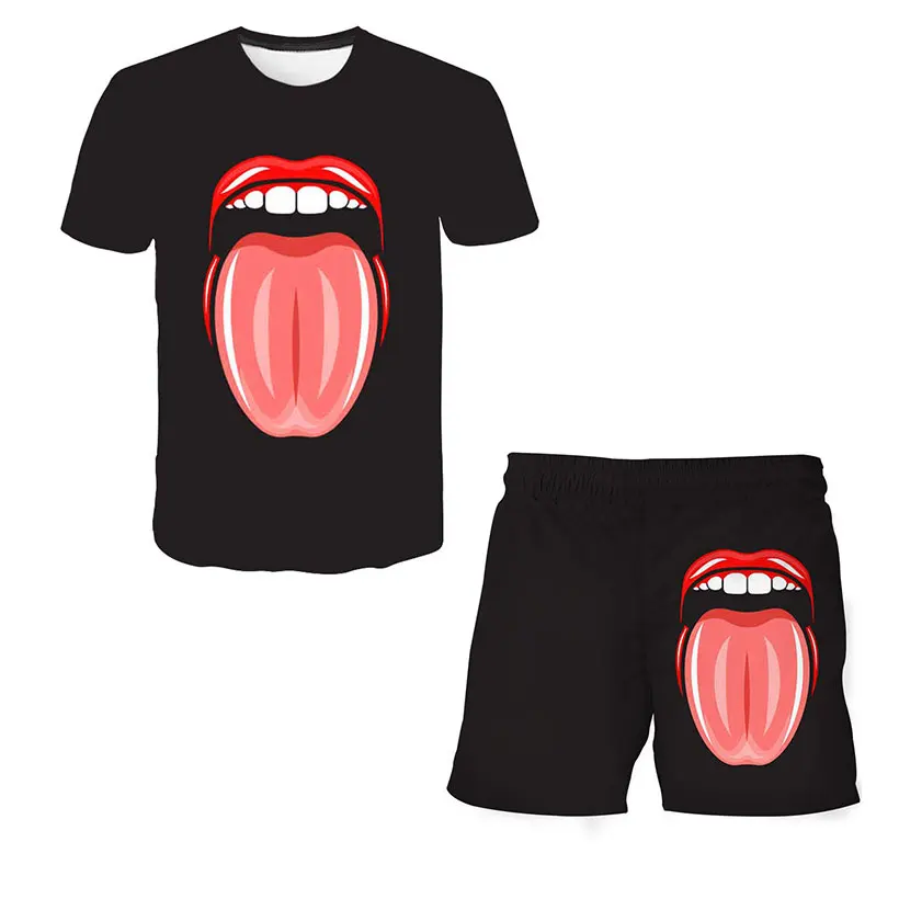 Children's Short-sleeved Lip Print T-shirt Top Elastic Waist Shorts Summer Two-piece Casual Wear Girls O-neck Pullover Club Suit
Children's Short-sleeved Lip Print T-shirt Top Elastic Waist Shorts Summer Two-piece Casual Wear Girls O-neck Pullover Club Suit