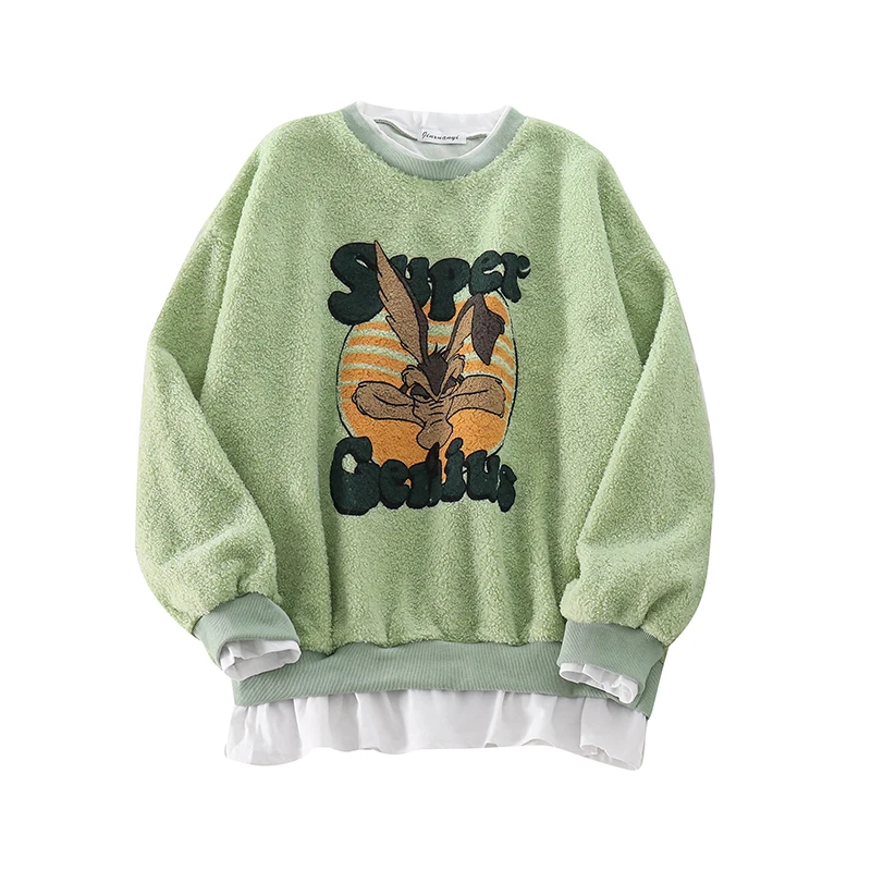 yang gao mao Thickened Hoodie Female 2020 Autumn and Winter New Style All-Match Stitching Mock Two-Piece Loose Long Sleeve
yang gao mao Thickened Hoodie Female 2020 Autumn and Winter New Style All-Match Stitching Mock Two-Piece Loose Long Sleeve
