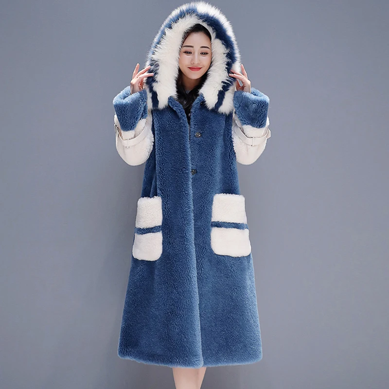Faux Fur Jacket Rabbit Collar Winter Thick Warm Fluffy Coat Hooded Plus Size Futerka Damskie 2019 Long Lambswool | Женская одежда