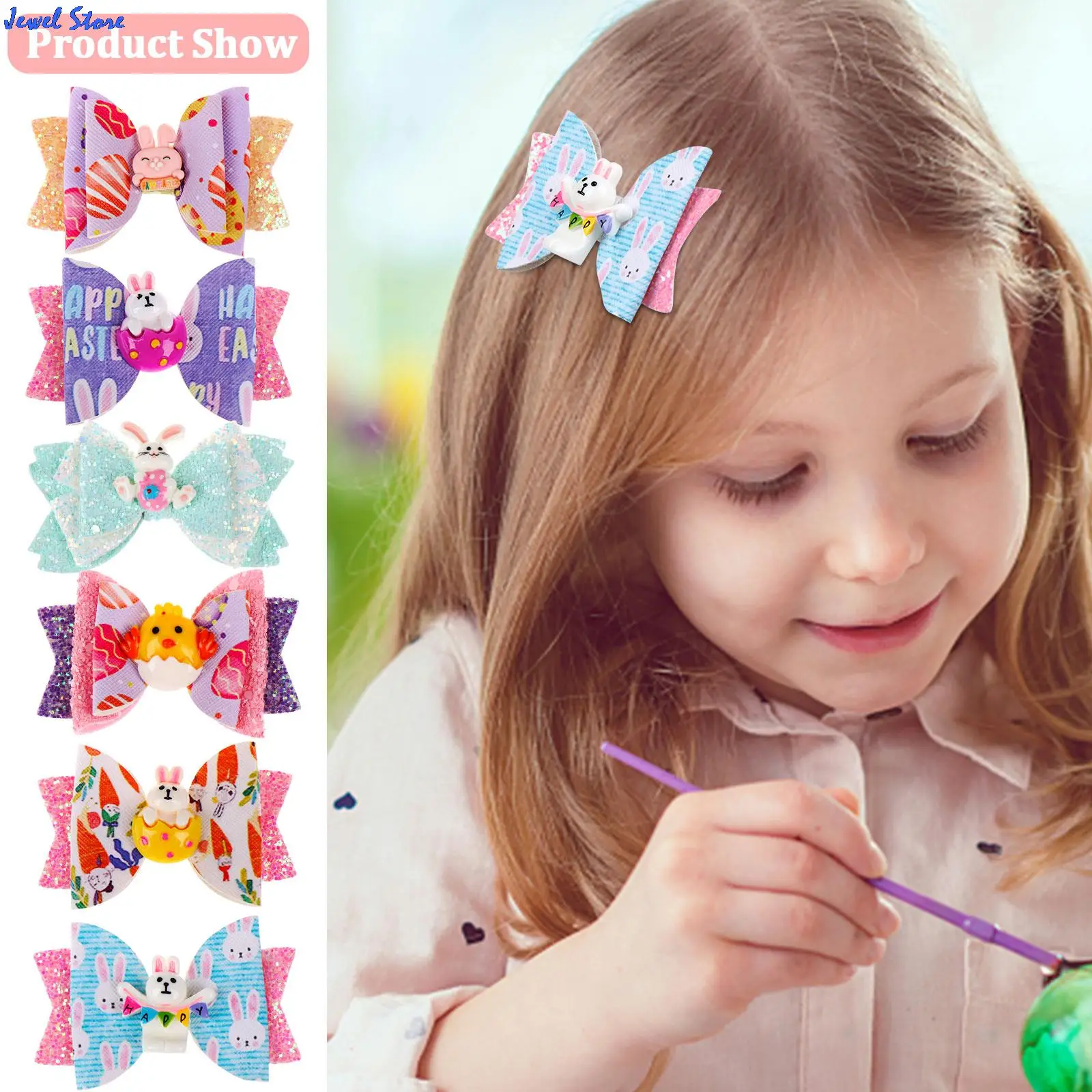 6PCS Easter Day Hair Clips for Girls Kids Handmade Swallowtail Stack Rabbit Hair Bows Hairpin Fashion Cute Cartoon Hair Accessor
6PCS Easter Day Hair Clips for Girls Kids Handmade Swallowtail Stack Rabbit Hair Bows Hairpin Fashion Cute Cartoon Hair Accessor
