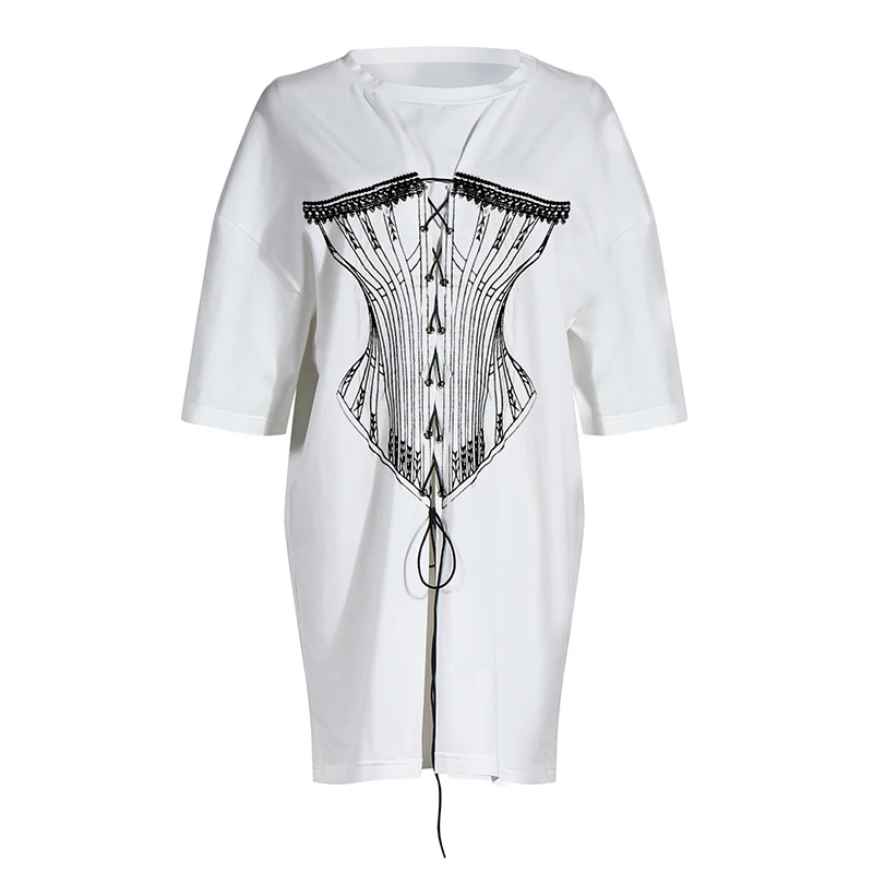 VGH Casual Print Lace Up Bowknot T Shirt For Women O Neck Short Sleeve Loose Streetwear T Shirts Female Fashion New Clothing
VGH Casual Print Lace Up Bowknot T Shirt For Women O Neck Short Sleeve Loose Streetwear T Shirts Female Fashion New Clothing