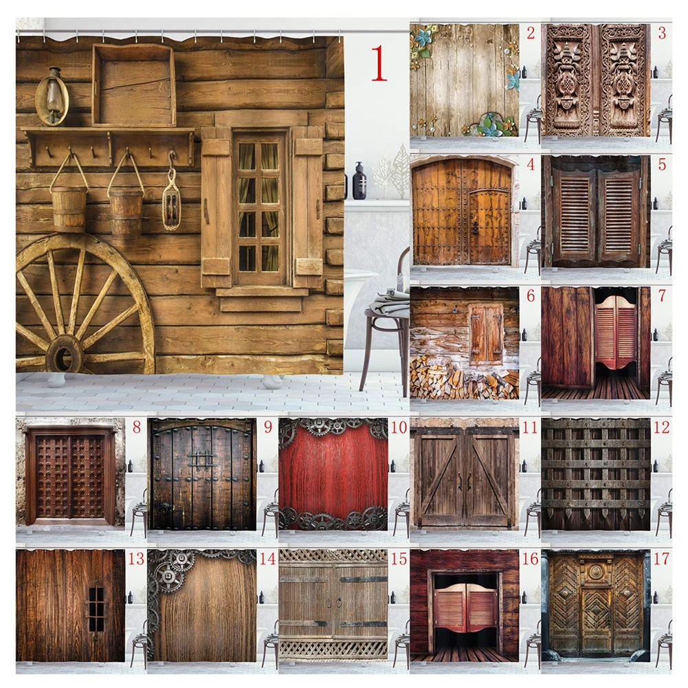 Ancient Wagon Wheel Rustic Wooden Vintage Lantern Window and Buckets Picture Bathroom Shower Curtain Set with Hooks
Ancient Wagon Wheel Rustic Wooden Vintage Lantern Window and Buckets Picture Bathroom Shower Curtain Set with Hooks