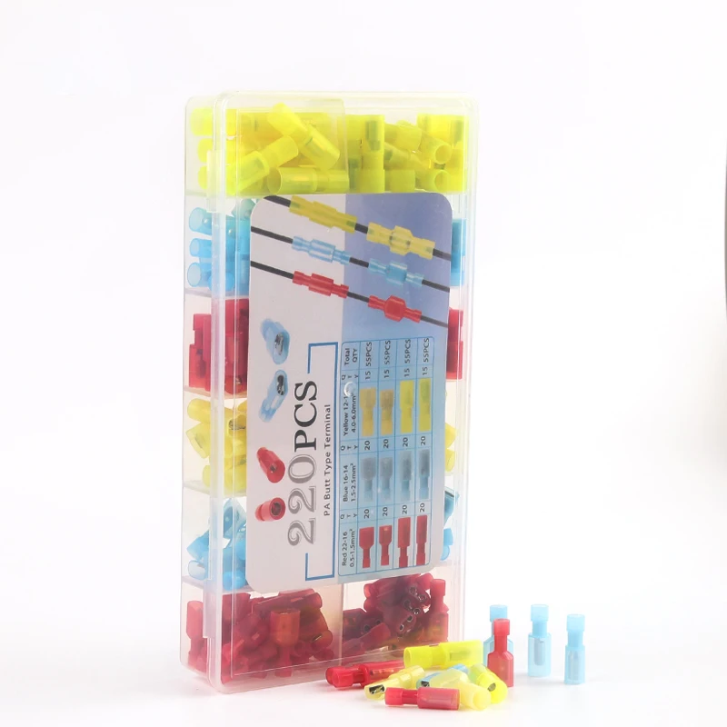 220PCS/Boxed Nylon Male Female Spade/bullet Butt Crimp Terminal Insulated Wire Cable Terminals Connector Splicing Connectors Kit
220PCS/Boxed Nylon Male Female Spade/bullet Butt Crimp Terminal Insulated Wire Cable Terminals Connector Splicing Connectors Kit