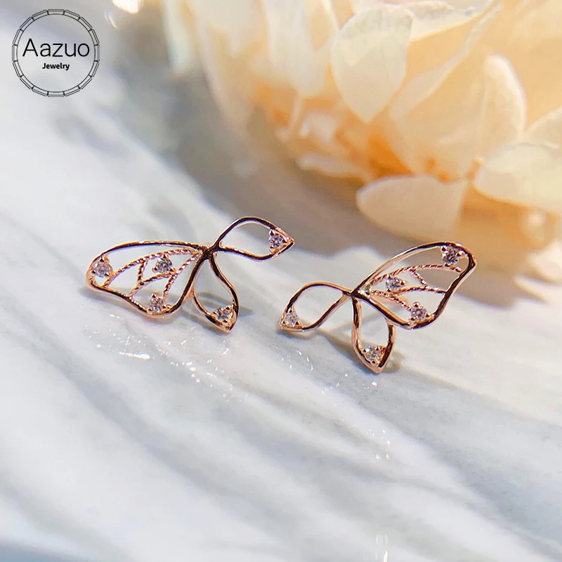 Aazuo 18K Rose Gold Fashion Jewelry Real Diamonds Lovely Mini Butterfly Stud Earring Party Fine Jewelry Hot Sell
Aazuo 18K Rose Gold Fashion Jewelry Real Diamonds Lovely Mini Butterfly Stud Earring Party Fine Jewelry Hot Sell