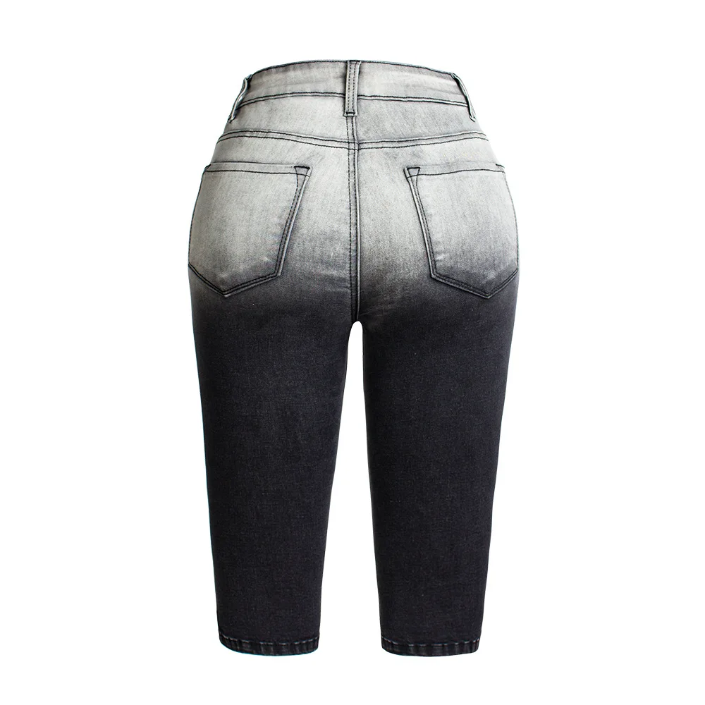 Europe and the United States elastic hole straight five minutes of pants black jeans cross-border exclusively for women
Europe and the United States elastic hole straight five minutes of pants black jeans cross-border exclusively for women