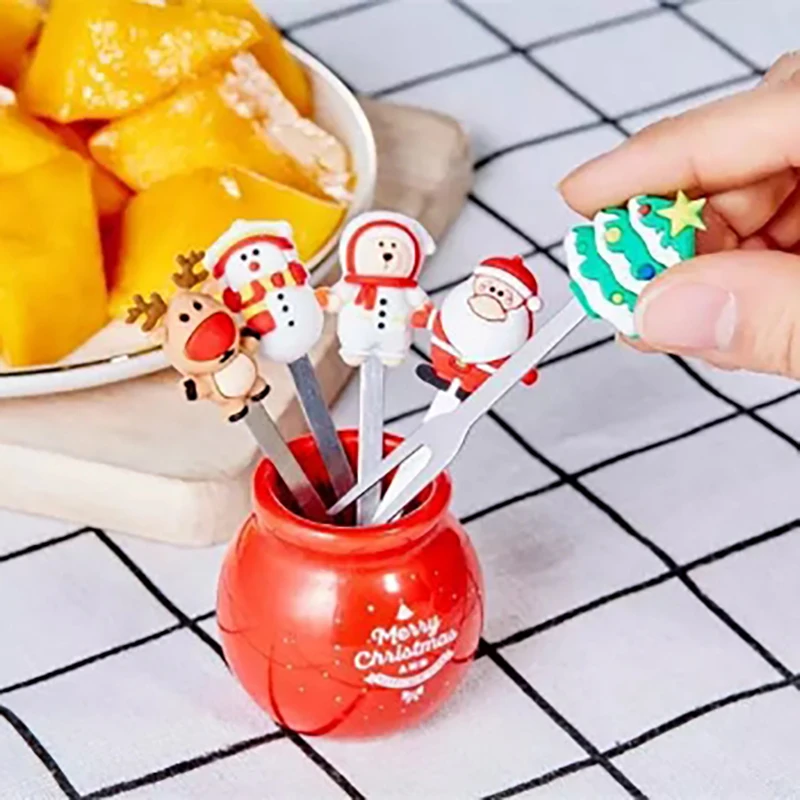5 PCS/Set Christmas Tree Stainless Steel Cartoon Santa Claus Fruit Forks Small Dessert For Kids Party Decoration Accessories
5 PCS/Set Christmas Tree Stainless Steel Cartoon Santa Claus Fruit Forks Small Dessert For Kids Party Decoration Accessories