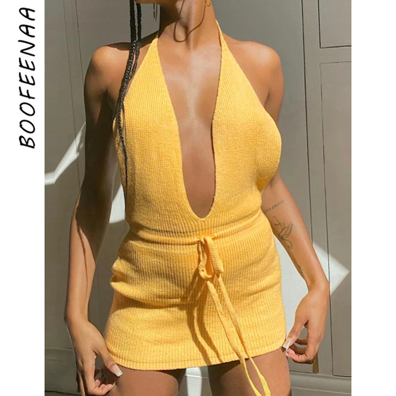 BOOFEENAA Halter Neck Open Back Mini Dress Sexy Vacation Outfits for Women Summer Beach Wear Knitted Bodycon Dresses C66-CD27
BOOFEENAA Halter Neck Open Back Mini Dress Sexy Vacation Outfits for Women Summer Beach Wear Knitted Bodycon Dresses C66-CD27