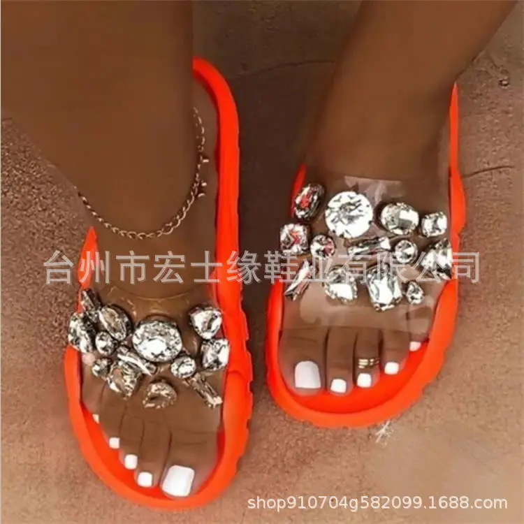 women shoe women slippers sandals woman 2021 summer 43 yards flat with sponge with crystal beach shoes 
women shoe women slippers sandals woman 2021 summer 43 yards flat with sponge with crystal beach shoes