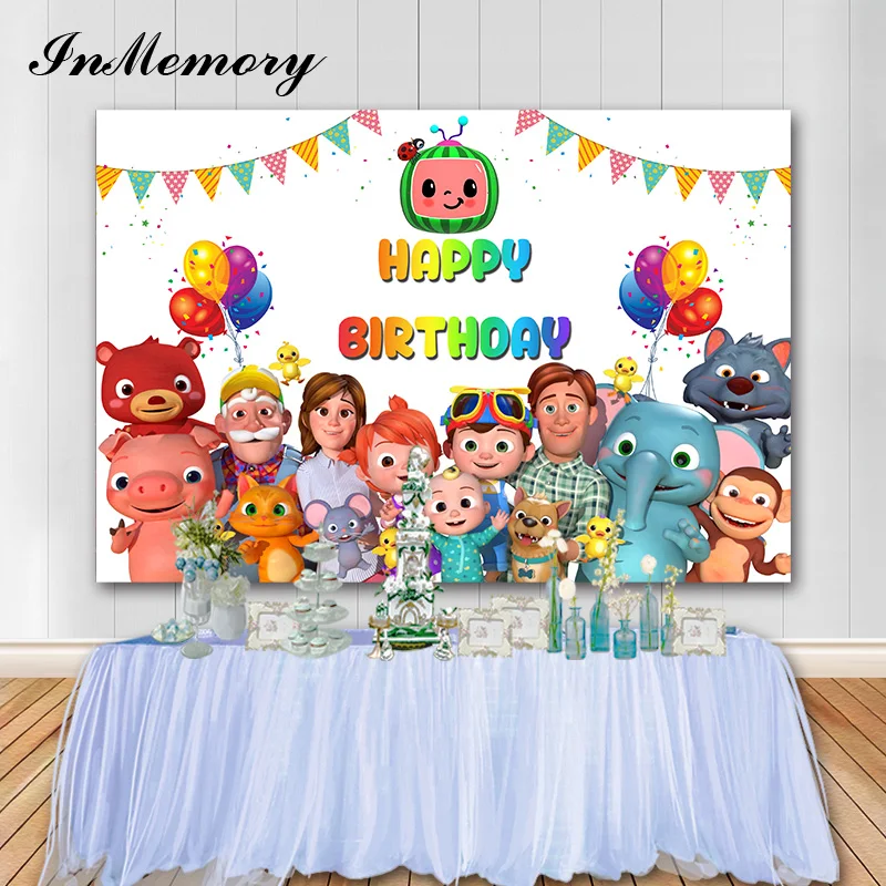 Фотофон InMemory Cocomelon для вечерние НКИ цветной фон фотосъемки с днем рождения
