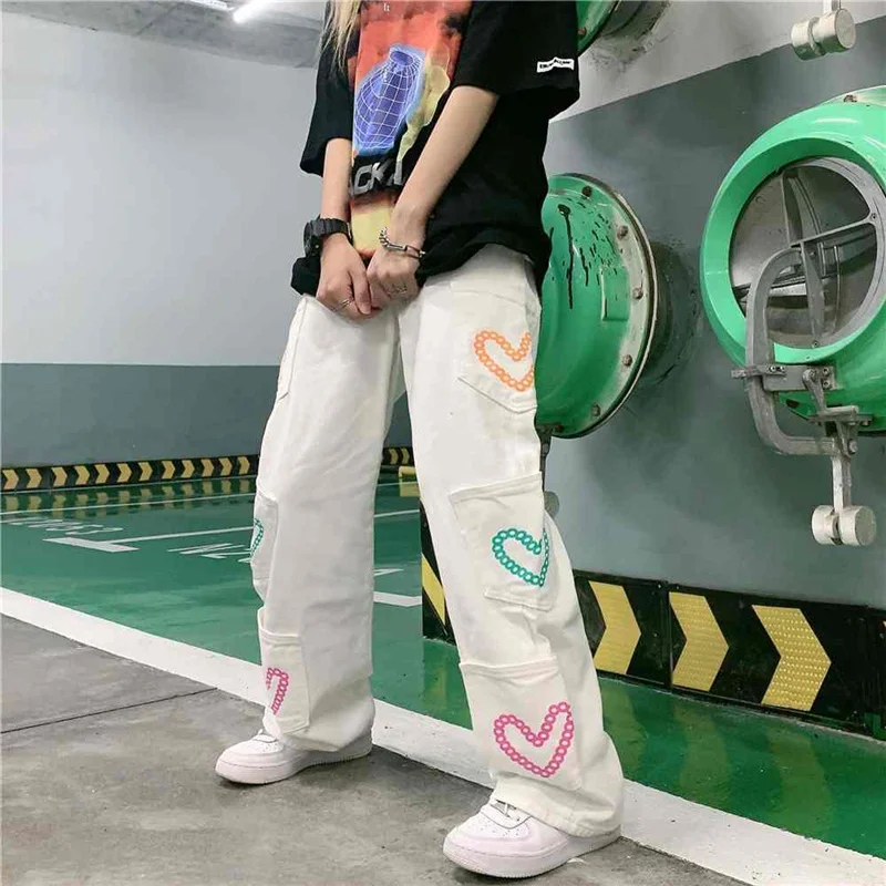 New Harajuku Style Jeans High Street Pants Women Summer Love Patch Pocket Design Sense Of Straight Loose Wide Leg Trousers Trend
New Harajuku Style Jeans High Street Pants Women Summer Love Patch Pocket Design Sense Of Straight Loose Wide Leg Trousers Trend
