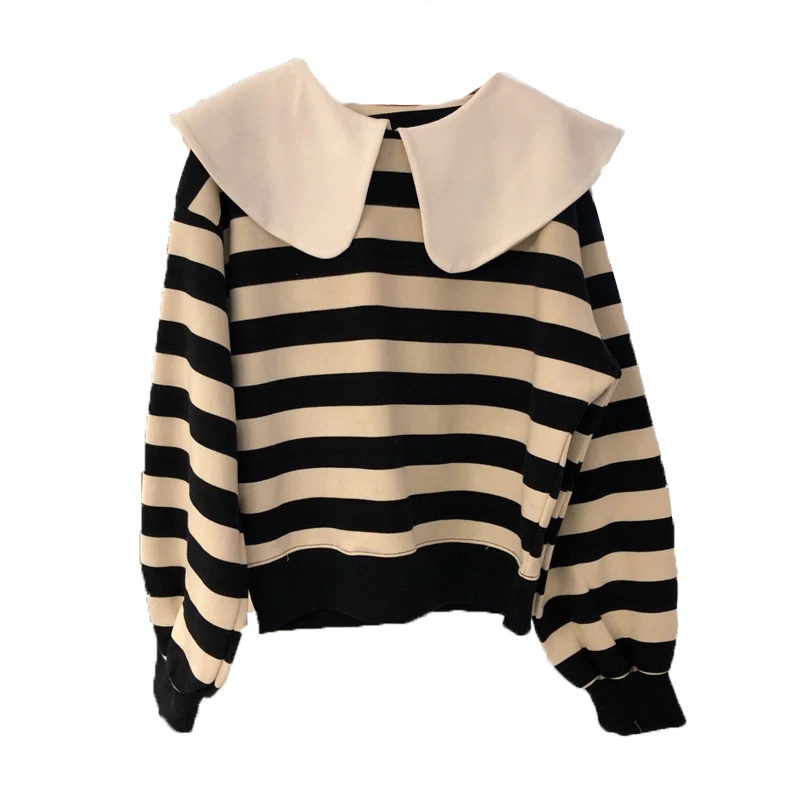 Hit Color Stripe Hoodie Women Sweet Peter Pan Collar Sweatshirts Causal Long Sleeve Korean 2021 Spring Pullover
Hit Color Stripe Hoodie Women Sweet Peter Pan Collar Sweatshirts Causal Long Sleeve Korean 2021 Spring Pullover