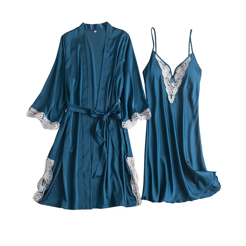 Spring New Satin Twinset Robe Set Sexy 2PCS Sleep Suit Women Lingerie Bridal Wedding Robe Silky Kimono Gown Lace Trim Sleepwear
Spring New Satin Twinset Robe Set Sexy 2PCS Sleep Suit Women Lingerie Bridal Wedding Robe Silky Kimono Gown Lace Trim Sleepwear