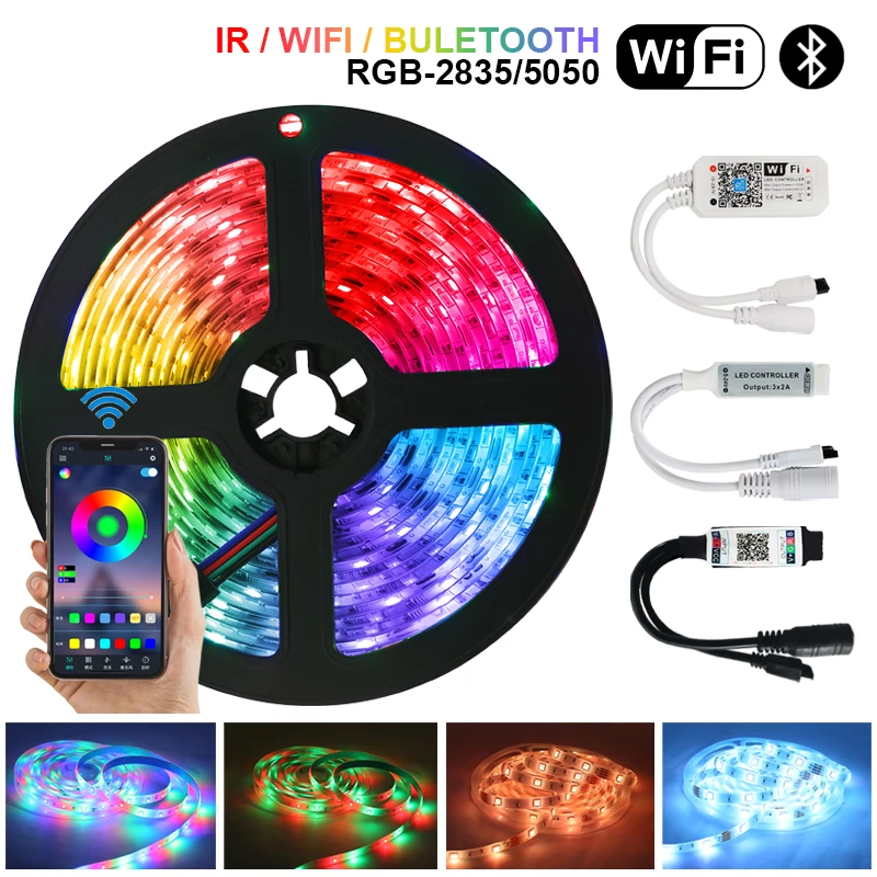 12V RGB LED Strip Lights 5050SMD 2835 Wifi Flexible Ribbon 5M10M20M15M Tape Diode DC Contro Bluetooth Waterproof LED Lighting
12V RGB LED Strip Lights 5050SMD 2835 Wifi Flexible Ribbon 5M10M20M15M Tape Diode DC Contro Bluetooth Waterproof LED Lighting