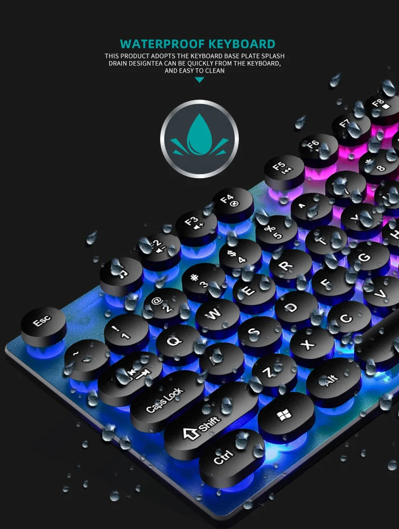 Punk Wired Keyboard and Mouse Set Colorful Backlit Retro Waterproof Mechanical Gaming Keyboards for Gamer Laptop PC Computer
Punk Wired Keyboard and Mouse Set Colorful Backlit Retro Waterproof Mechanical Gaming Keyboards for Gamer Laptop PC Computer