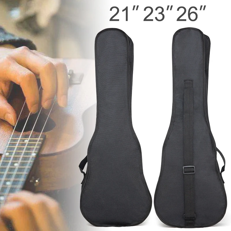 

21/23/26Inch Black Ukulele Bag Soft Case Monolayer Bag Single Shoulder Backpack Padded Musical Instrument
