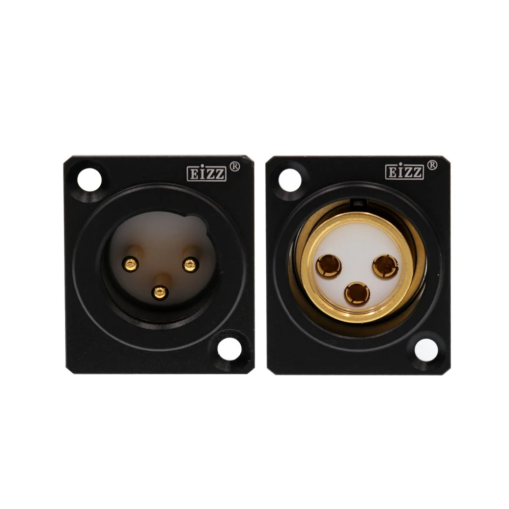 

EIZZ EZ-108M/EZ-108F 24K Gold Plated Tellurium Copper 3-PIN XLR Connector MIC AMP CANNON Plug Adapter PTFE Insulator