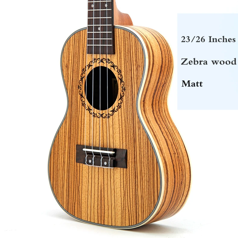 

Ukulele 23 26 Inches ZebraWood Mini Electric Concert Tenor Acoustic Guitar 4 Strings Ukelele Guitarra Install Pickup Retro Matte
