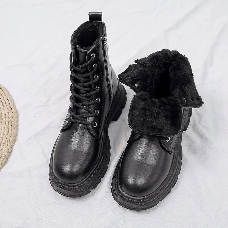 Women Boots High Quality Keep Warm Short Plush Ladies Leather Shoes Platform Fashion British Style Winter Female Ankle Boot 2022
Women Boots High Quality Keep Warm Short Plush Ladies Leather Shoes Platform Fashion British Style Winter Female Ankle Boot 2022