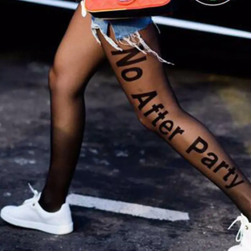 Womens Punk Sexy Letters Tattoo Tights Fun No After Party Sheer Black Pantyhose X5XD
Womens Punk Sexy Letters Tattoo Tights Fun No After Party Sheer Black Pantyhose X5XD