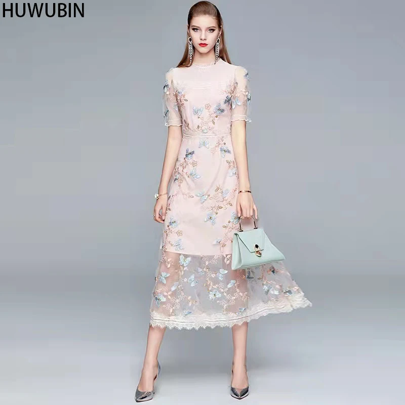 New2021 Summer Butterfly Embroidery Mesh Lace Stitching High Quality MIDI Party Round Neck Short Sleeve Goddess Mid Length Dress
New2021 Summer Butterfly Embroidery Mesh Lace Stitching High Quality MIDI Party Round Neck Short Sleeve Goddess Mid Length Dress