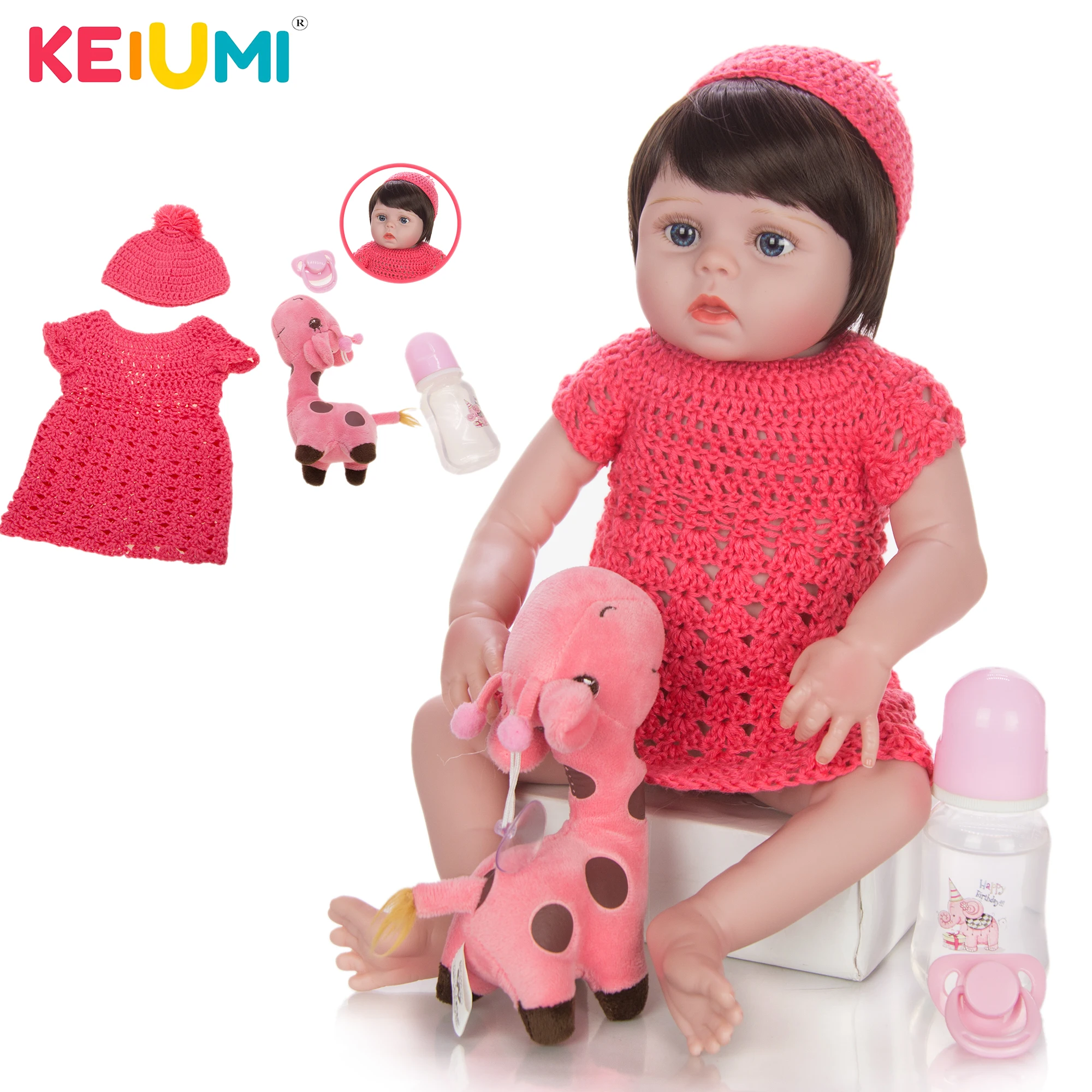 KEIUMI Waterproof New Design 19 Inch Reborn Baby Girl Doll One Of Six Full Silicone Body Dolls DIY Babies For Child Toys | Игрушки и