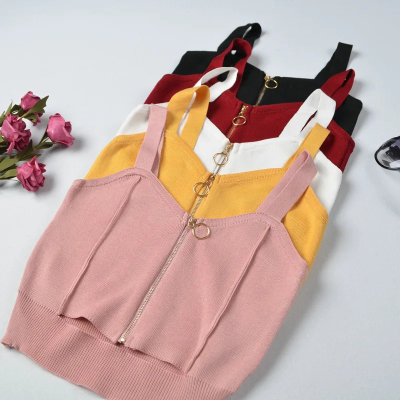 Summer Tops Women Crop Top Club SexyZipper Knitting Camisole With Hole Female Tank Top Ladies Sleeveless Solid Strap TopCasual
Summer Tops Women Crop Top Club SexyZipper Knitting Camisole With Hole Female Tank Top Ladies Sleeveless Solid Strap TopCasual