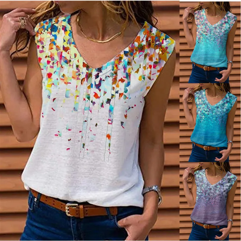 2021 Summer Women Tank Tops Print Sleeveless T shirts for Women V Neck Ladies Vest Beach Casual Female Tees Pullover
2021 Summer Women Tank Tops Print Sleeveless T shirts for Women V Neck Ladies Vest Beach Casual Female Tees Pullover