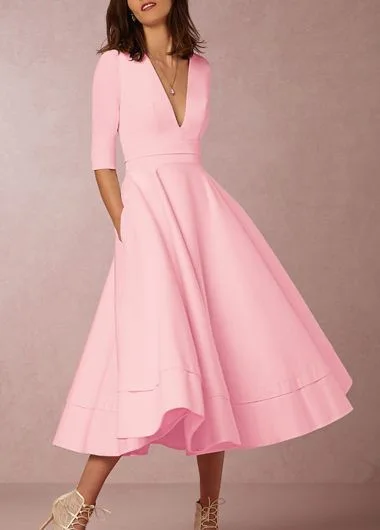 2021 Summer New Women's Fashion Solid Color and V-neck Elegant Big Hem Dress 
2021 Summer New Women's Fashion Solid Color and V-neck Elegant Big Hem Dress