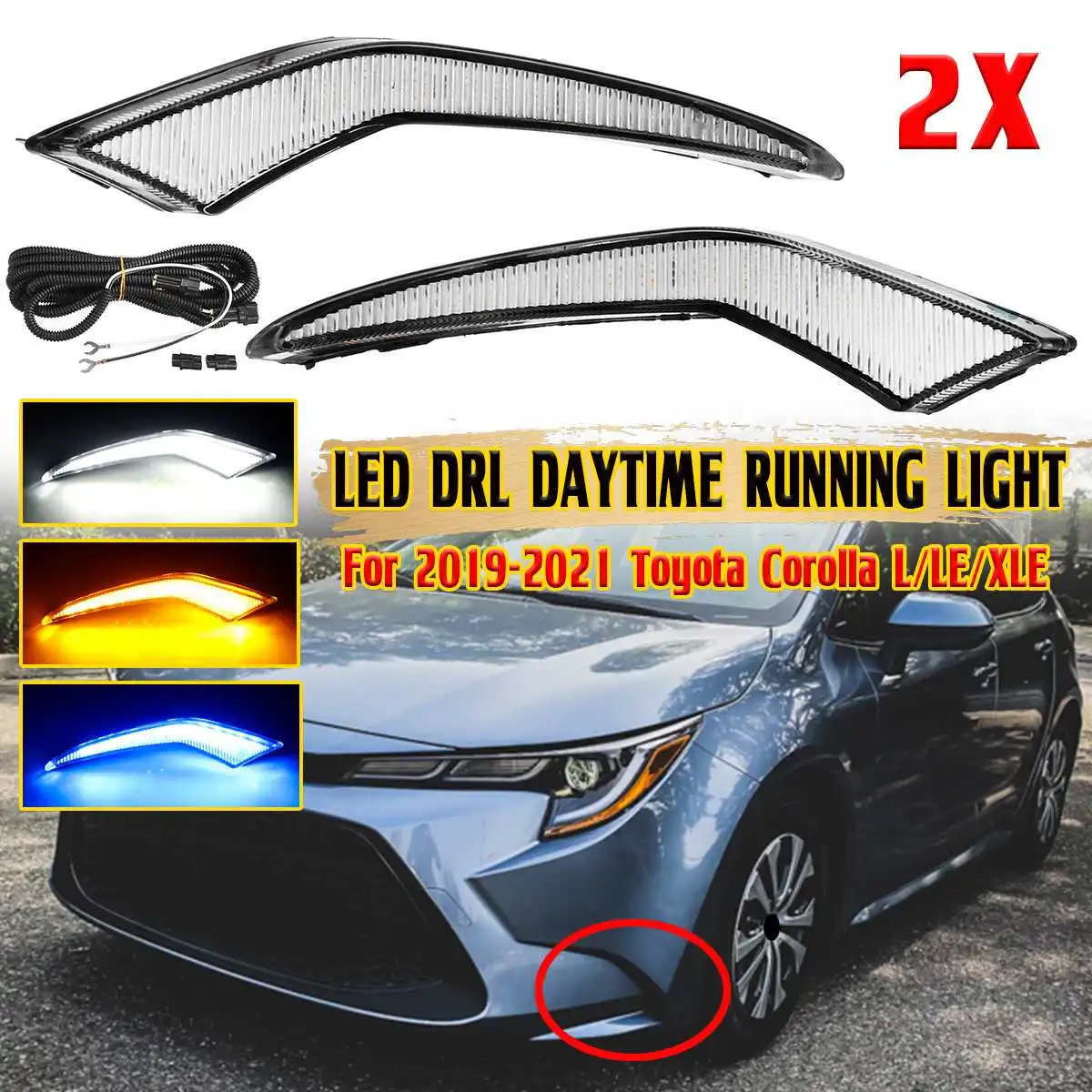 Pair DRL Lamp Dynamic LED Turn Signal Daytime Running Light For Toyota Corolla L/LE/XLE US 2019 2020 2021 Side Marker Blinker
Pair DRL Lamp Dynamic LED Turn Signal Daytime Running Light For Toyota Corolla L/LE/XLE US 2019 2020 2021 Side Marker Blinker
