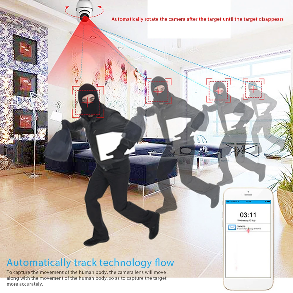 IP Camera 1080P HD Tracking Network Wireless WiFi Camera Smart Home Security Surveillance Webcam Baby Monitor Home Office
IP Camera 1080P HD Tracking Network Wireless WiFi Camera Smart Home Security Surveillance Webcam Baby Monitor Home Office