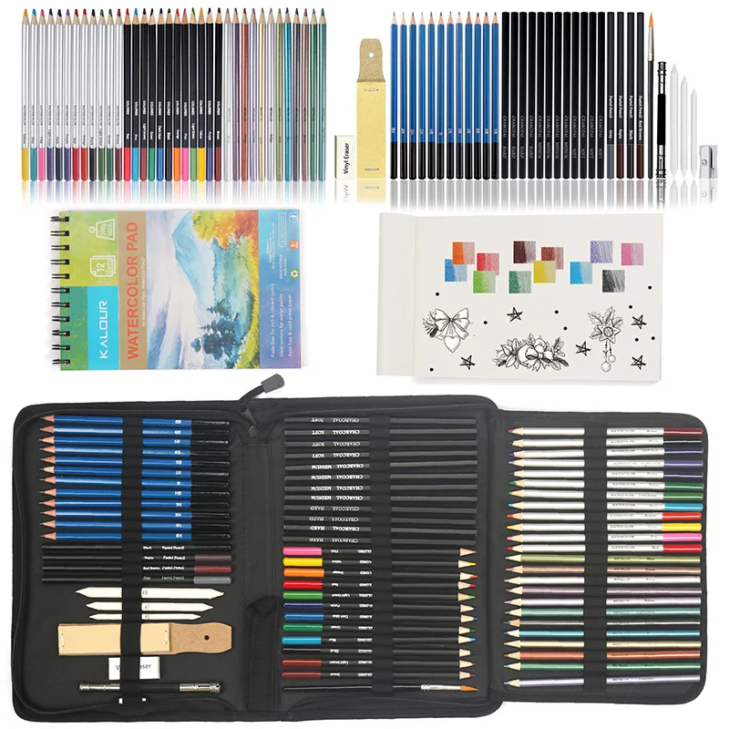 74Pcs Drawing Pencils Set Sketch Colored Pencils Painting Set Watercolor Metallic Oily Complete Artist Kit Painting Art Supplies 
74Pcs Drawing Pencils Set Sketch Colored Pencils Painting Set Watercolor Metallic Oily Complete Artist Kit Painting Art Supplies