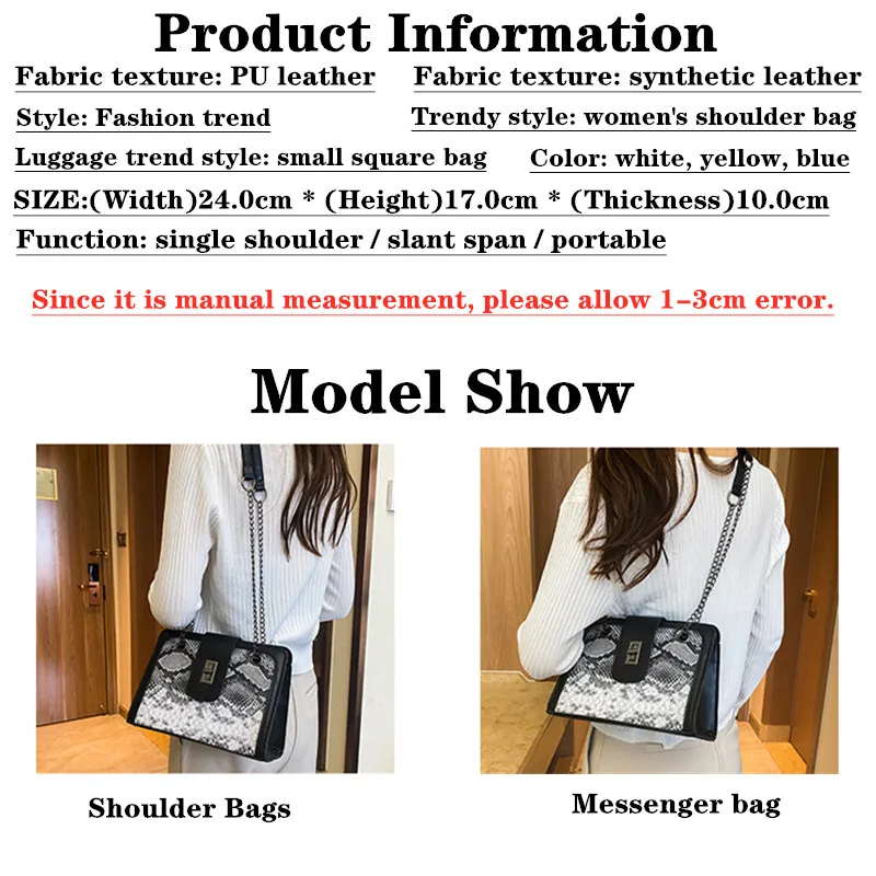 Snake Print Vintage Leather Shoulder Bag Women Fashion Bag 2021 Chain Square Crossbody Bags For Women Luxury Designer Handbag
Snake Print Vintage Leather Shoulder Bag Women Fashion Bag 2021 Chain Square Crossbody Bags For Women Luxury Designer Handbag