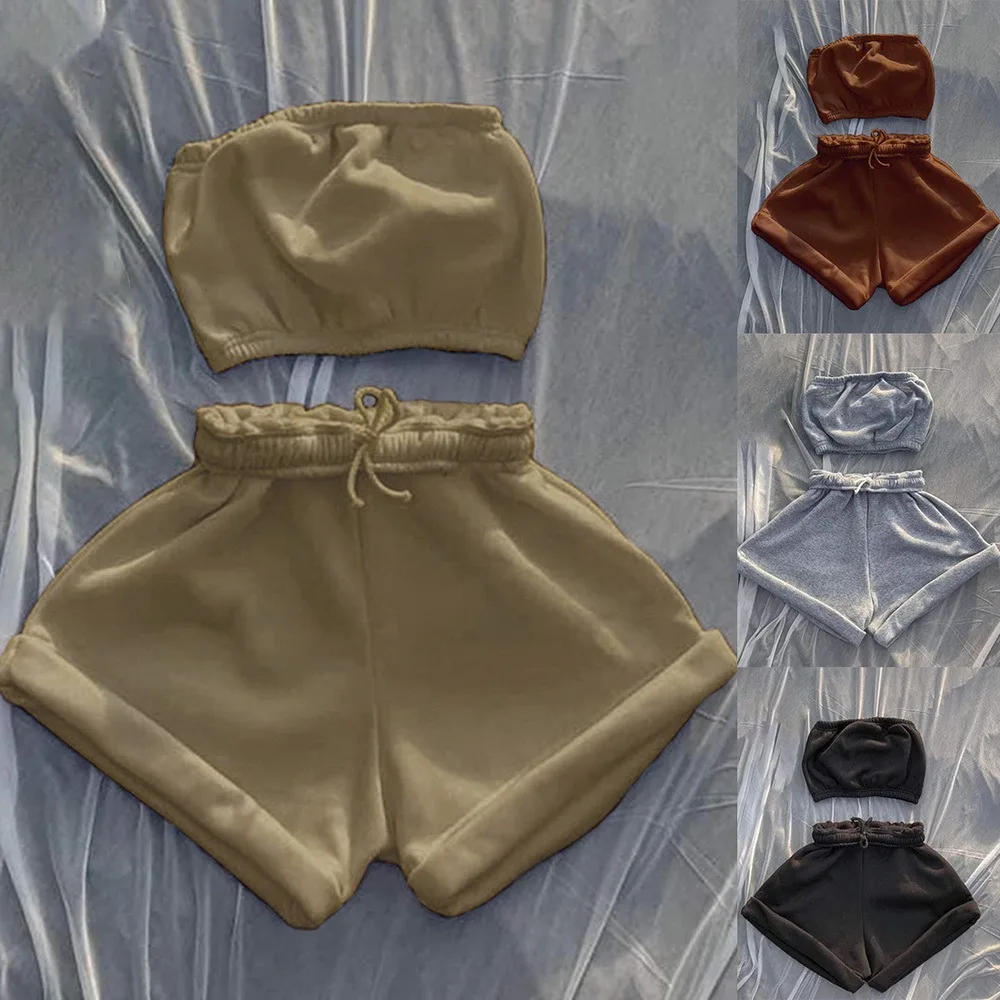 Casual Cotton Sportswear Two Piece Sets Women Sleeveless Top+Drawstring Elastic Shorts Matching Set Athleisure Outfits 2021
Casual Cotton Sportswear Two Piece Sets Women Sleeveless Top+Drawstring Elastic Shorts Matching Set Athleisure Outfits 2021