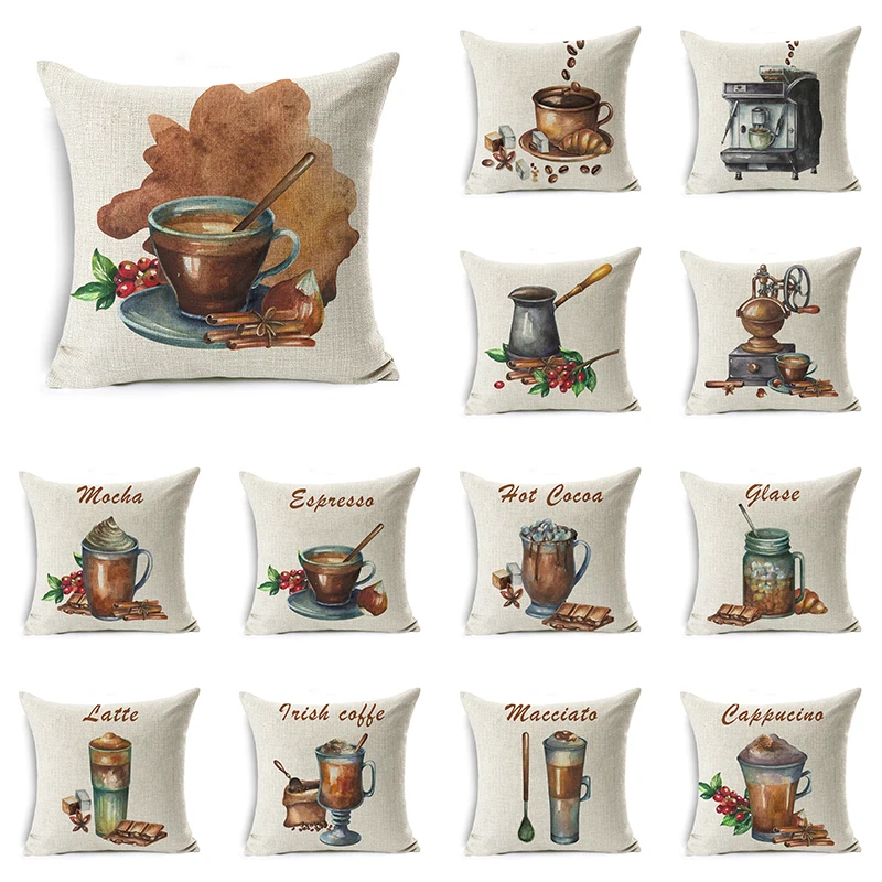 Coffee pattern Cushion cover Coffee shop pillowcase sofa car chair Linen pillowcase home decoration cushion cover 45cm*45cm
Coffee pattern Cushion cover Coffee shop pillowcase sofa car chair Linen pillowcase home decoration cushion cover 45cm*45cm