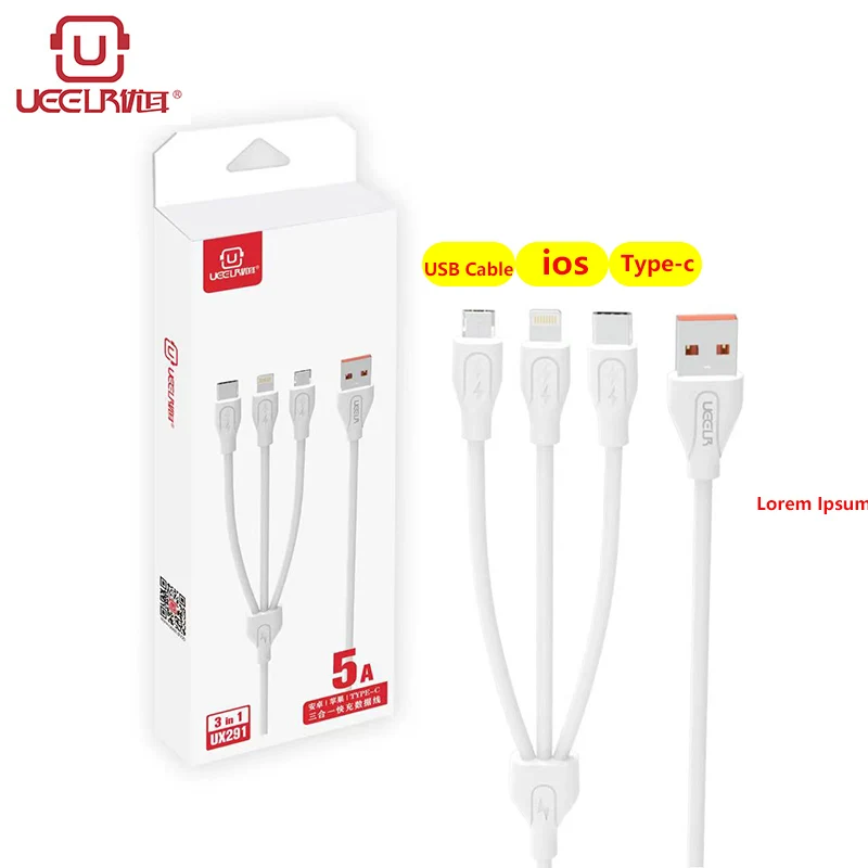 Three-in-one data cable is suitable for iPhone, Samsung, Xiaomi Type-c multi-function USB one with three data charging cable
Three-in-one data cable is suitable for iPhone, Samsung, Xiaomi Type-c multi-function USB one with three data charging cable