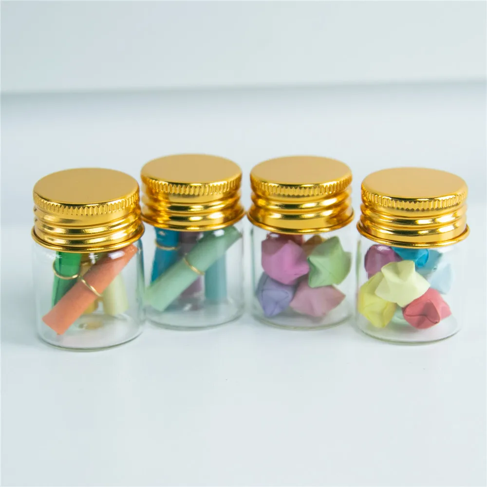 50 pcs 30x40x21mm Small Glass Bottles With Golden Screw Cap DIY 15ml Empty Wishing Stars Bottles Decorative Jars
50 pcs 30x40x21mm Small Glass Bottles With Golden Screw Cap DIY 15ml Empty Wishing Stars Bottles Decorative Jars